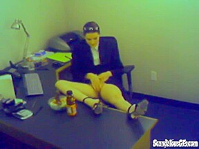 Office masturbation break for naughty slut