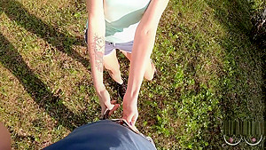 Outdoor blowjob with sports teen 18+ near the road Cum in the mouth