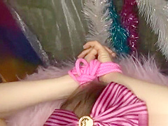 Petite Asian babe in hardcore toy insertion session