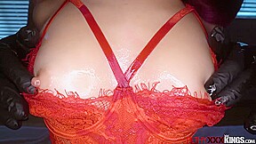 Petite brunette customer fingering and fucked by her masseur