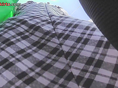 Petite girl with auburn hair in the upskirt video