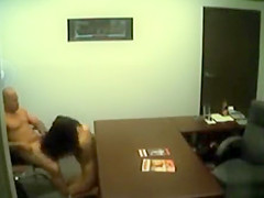 Petite girlfriend visits her man at work