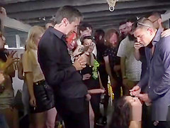 Petite slave banged in public bar