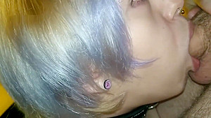 Pierced/Tatted Cutesie Girlfriend Sucking And Fucking For Step daddy