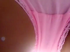 Pink panties upskirt view