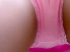 Pink panties upskirt view