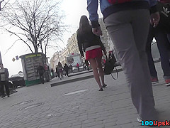 Plump chick caught in the outstanding upskirt video