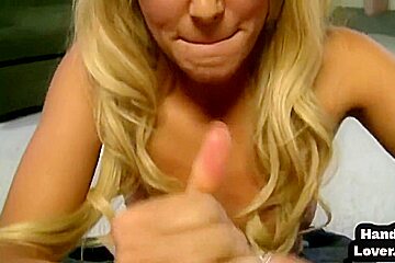 Pov Handjob Beauty Erotically Wanking And Oiling Up Dick