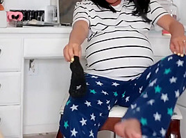 Pregnant huge asian