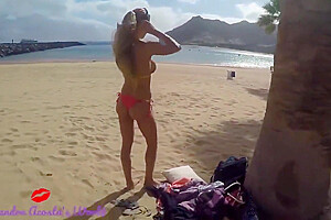 Pretty Trans Girl In Bikini And Masturbating In