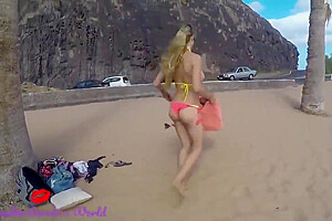 Pretty Trans Girl In Bikini And Masturbating In