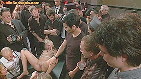 Public BDSM slut used for pussyfisting and rimming groupsex