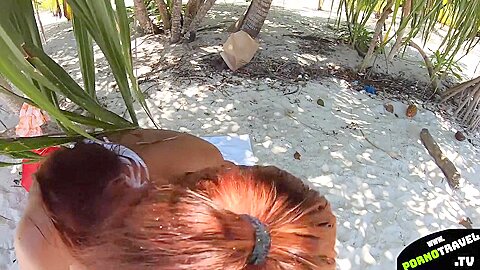 Public Beach Swallowing Cum Quickie Blowjob