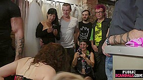 Public bondage and domination of rebellious slut