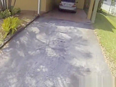 Pulled beauty sucks cock in public