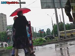 Rainy day hawt teenie up petticoat
