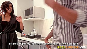 Real hood chick fucked in kitchen by BBC