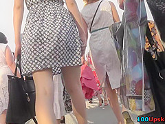 Really hot upskirt vids shows skinny butt cheeks