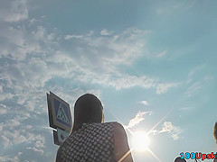 Really hot upskirt vids shows skinny butt cheeks