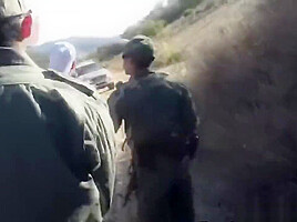 Redhead Latina awesome gagging blowjob with fake border officer