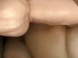 Riding a 12 inch dildo stretching my pussy