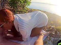 Risky Blowjob On Public Beach