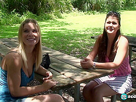 Robyn And Carmella Kiss And Fondle Before They Both Get Fucked By A Hung Stud In A Threesome 