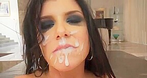 Romi Rain gets her face covered in sweet BBC cum