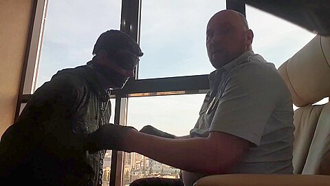 Russian Cop Dominates Military Boy - Very Hard Leather Gloved Slaps And Spitting
