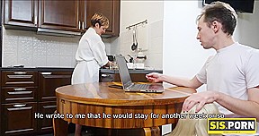 SIS PORN  teen 18+ sucks stepbrother behind stepmoms back and moves to bedroom to be fucked