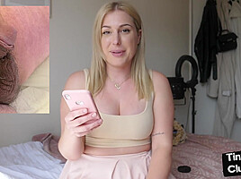SPH solo busty babe talks humiliative about small dick men