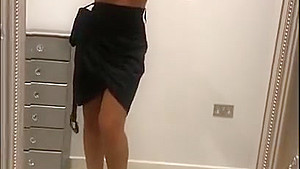 Satin skirt and tan pantyhose milf loves to show her naked body spread !