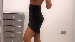 Satin skirt and tan pantyhose milf loves to show her naked body spread !