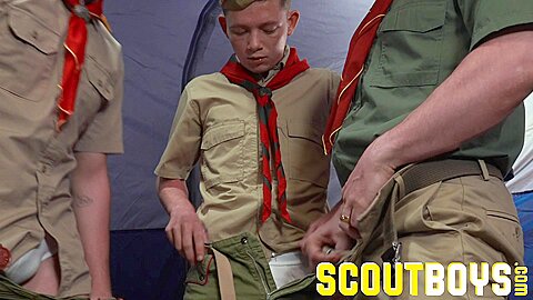 ScoutBoys DILF scoutmaster seduces and barebacks two scouts