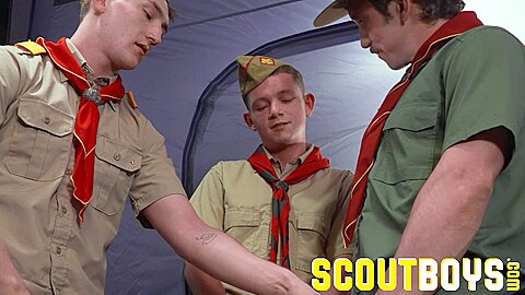 ScoutBoys DILF scoutmaster seduces and barebacks two scouts