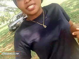 Selfie In The Park Before Lesbian Pussy Ride Outdoor Romantic Couple Sex