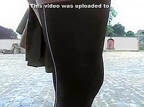 Sexy MILF in playing in pantyhose (outdoor)