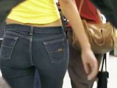 Sexy ass in tight jeans girl street candid video