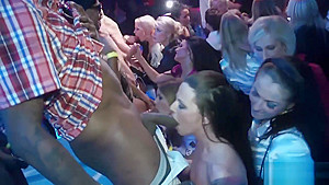 Sexy babes at the club eat pussy