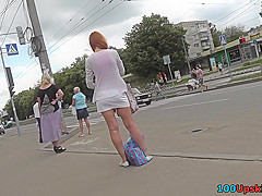Sexy mini skirt on bubble ass in accidental upskirt