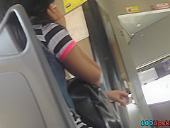 Sexy mini skirt on skinny ass in accidental upskirt