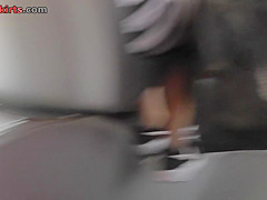 Sexy mini skirt on skinny ass in accidental upskirt
