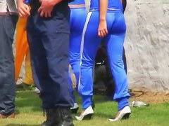 Sexy models get recorded by a candid cam on a racing track