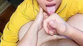 She Interrupts My Homework To Give Bj And Swallow Cum
