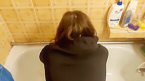 She Was Fucked Hard In The Bathroom While Cleaning  Her Wet Pussy Vented His Pleasure