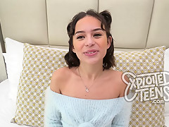 She is barely legal and sucking cock on video