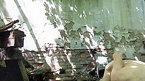 Silly slut slamming outdoor