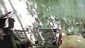 Silly slut slamming outdoor