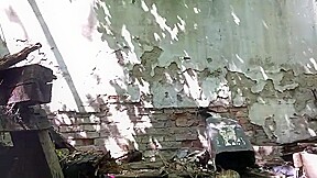 Silly slut slamming outdoor