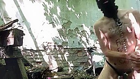 Silly slut slamming outdoor